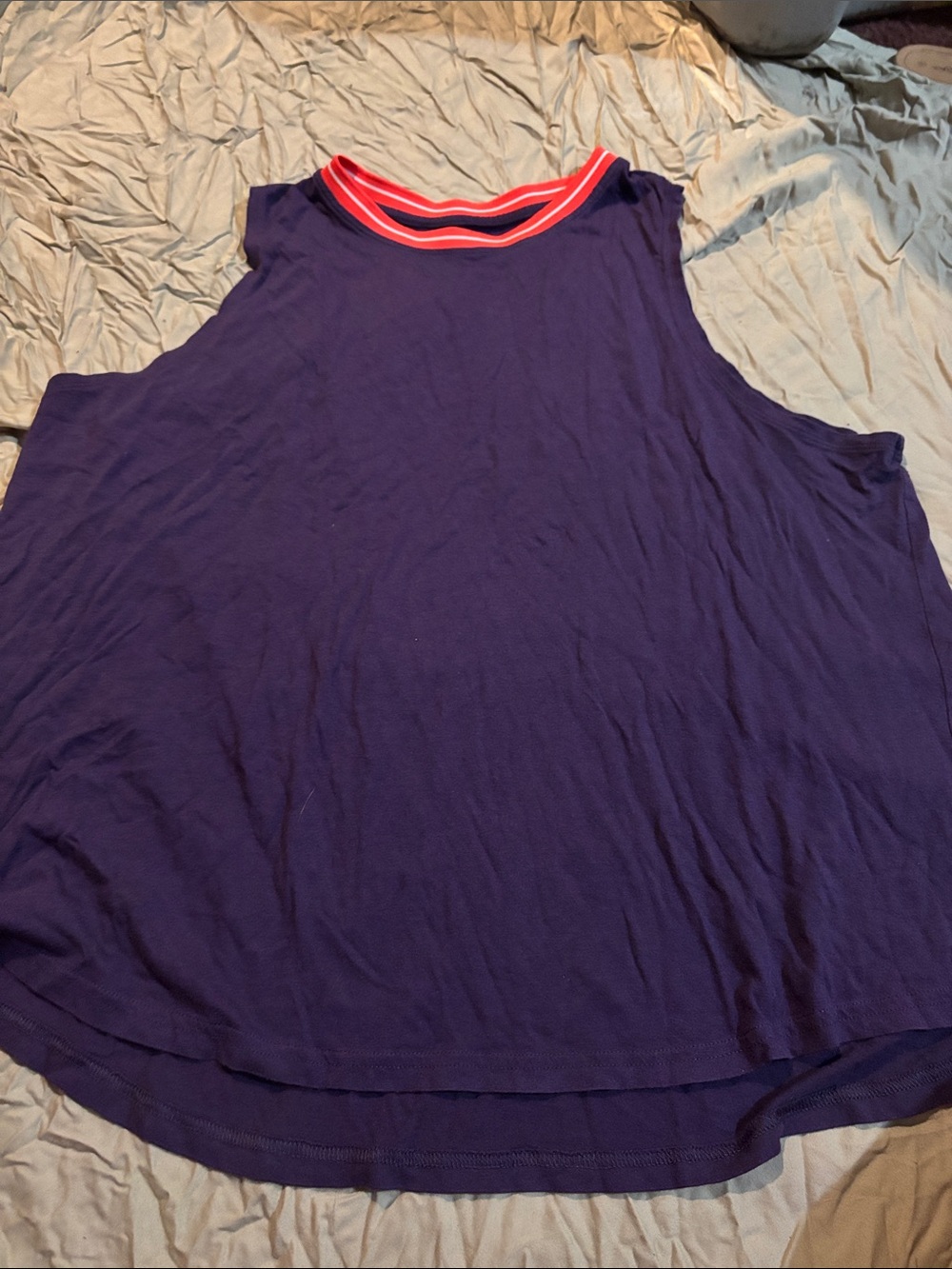 Avia Purple Tank with Red-Trim Round Neck